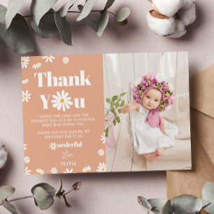 Daisy Birthday Photo Thank You Card