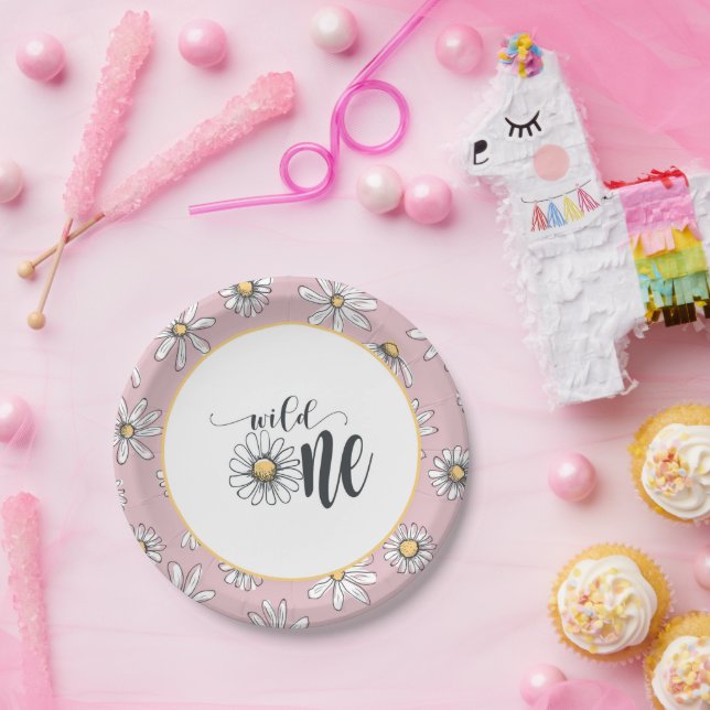 Daisy Birthday Plate - Wild One - Pink (Party)