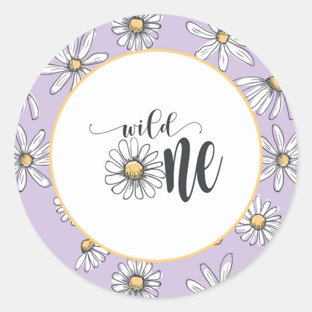 Daisy Birthday Sticker - Wild One - Purple (Front)