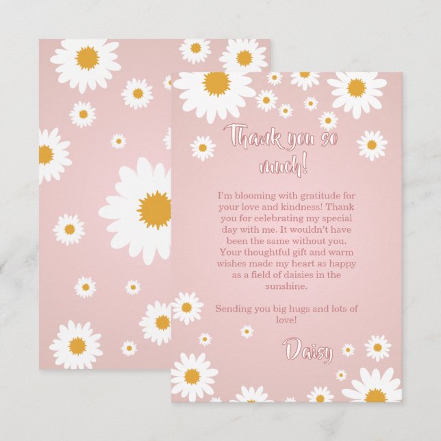 Daisy Birthday Thank You Card (Front/Back)