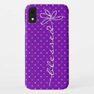 daisy blessed on purple with white polka dots Case-Mate iPhone case