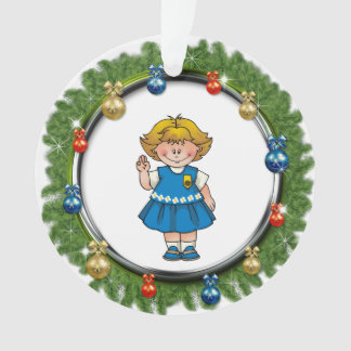 Daisy Blonde Hair Pine Wreath With Ornaments