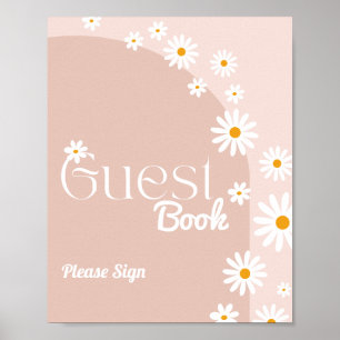 Daisy bloom Boho Girl baby shower guest book
