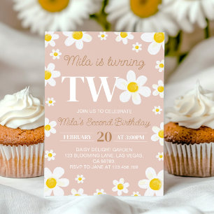 Daisy Bloom Boho Girl Birthday Invitation