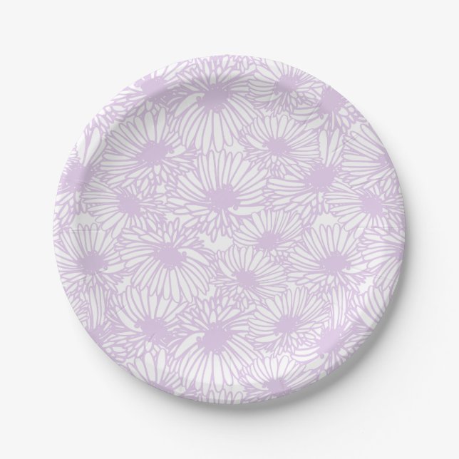Daisy Blooms - Airy Lilac Paper Plate (Front)