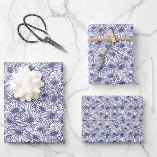 Daisy Blooms - Midnight Blue  Wrapping Paper Sheet