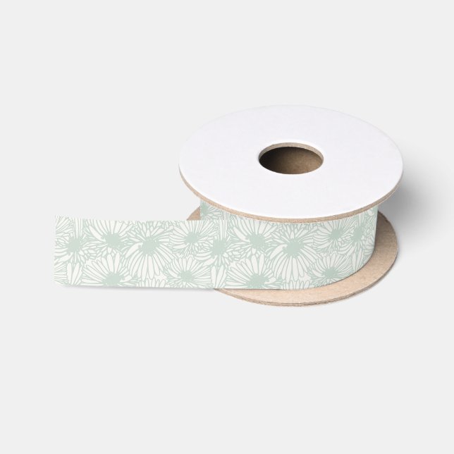 Daisy Blooms - Muted Sage Satin Ribbon (Spool)