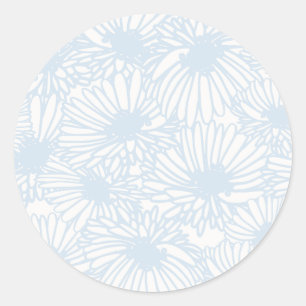 Daisy Blooms - Powder Blue Classic Round Sticker