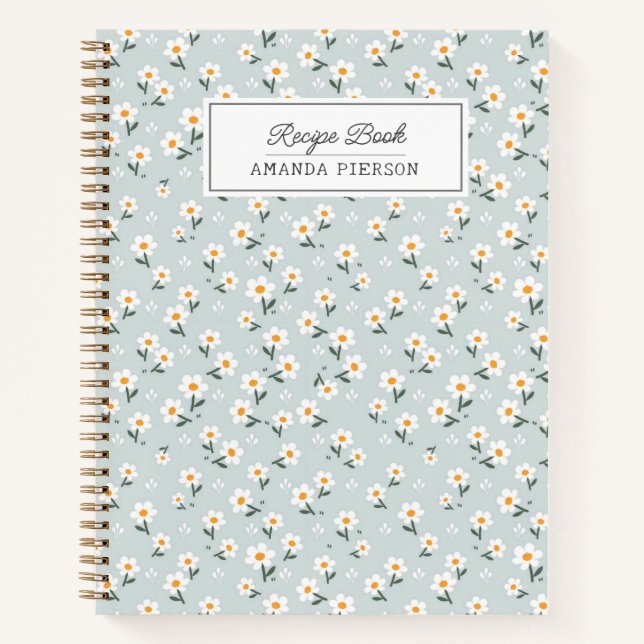 Daisy Blue Cute Recipe Book  (Front)
