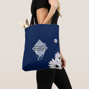 Daisy Blue Grandmother Gifts - Monogrammed Tote Bag