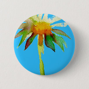 Daisy Blue Modern Art flower 6 Cm Round Badge
