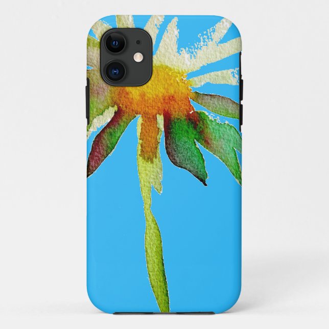 Daisy Blue Modern Art flower Case-Mate iPhone Case (Back)