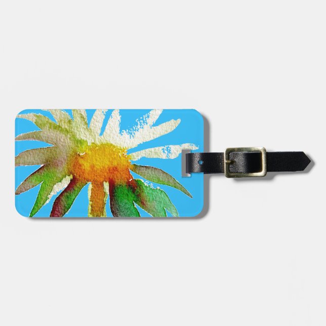 Daisy Blue Modern Art flower Luggage Tag (Front Horizontal)