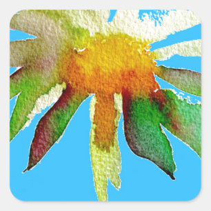 Daisy Blue Modern Art flower Square Sticker