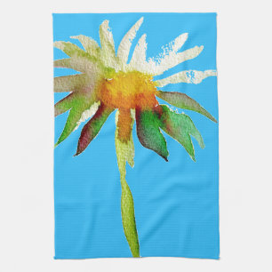 Daisy Blue Modern Art flower Tea Towel