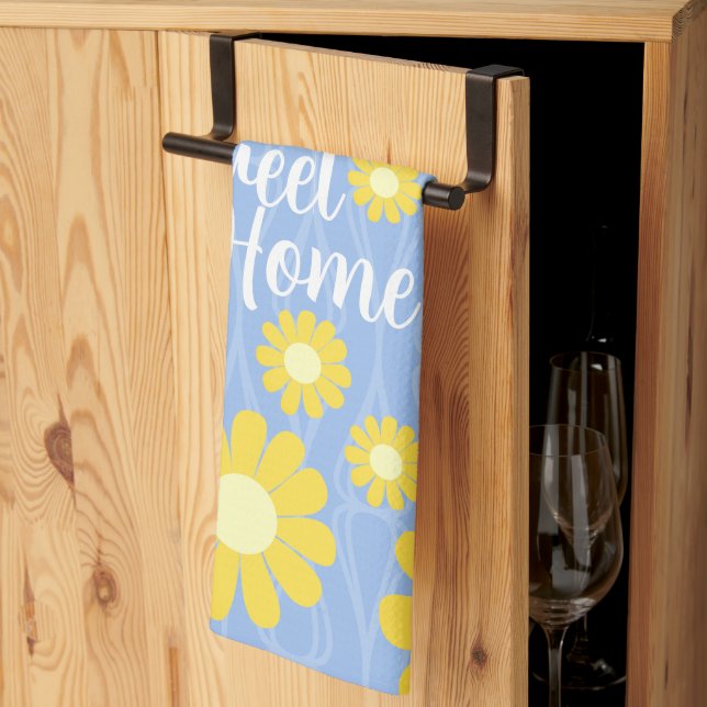 Daisy Blue Yellow  Sweet Home Tea Towel (Thirds Fold)
