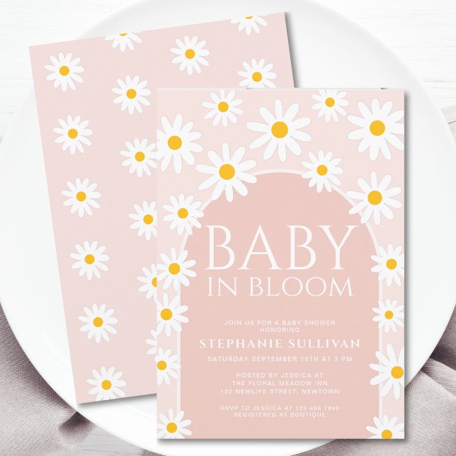 Daisy Boho Baby In Bloom Pink Baby Shower Invitation (Creator Uploaded)
