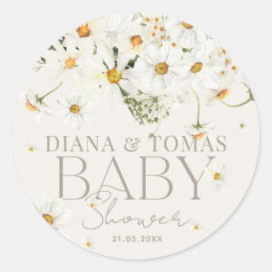 Daisy Boho Baby in Bloom Shower  Classic Round Sticker