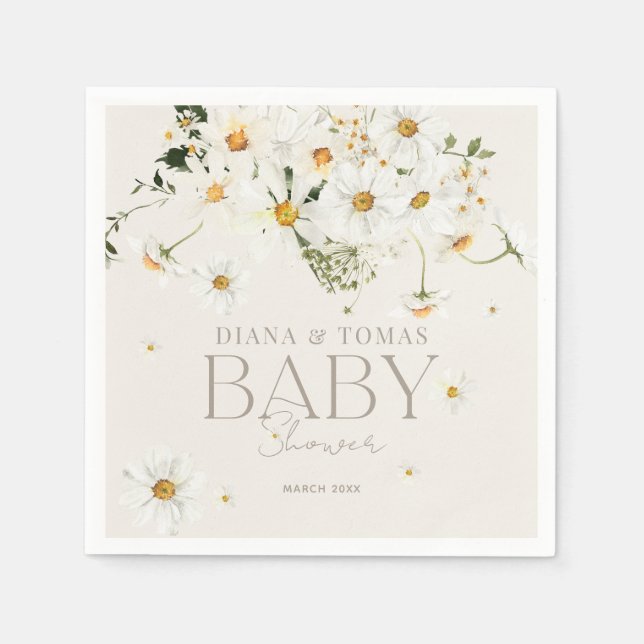 Daisy Boho Baby in Bloom Shower  Napkin (Front)