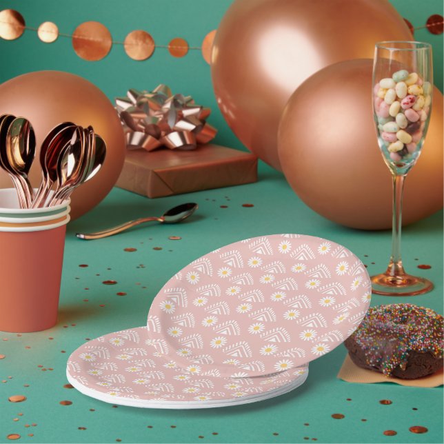 Daisy Boho Floral  Paper Plate (Multi)