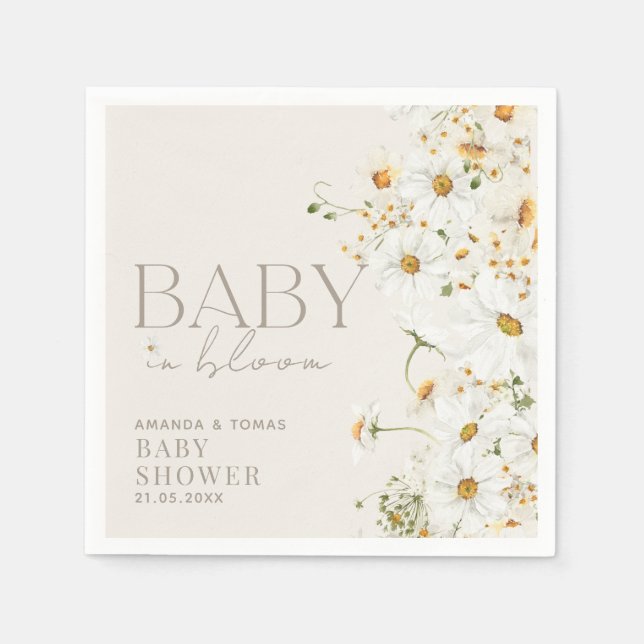 Daisy Boho Wildflower Baby in Bloom Shower Napkin (Front)