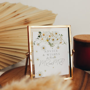 Daisy Boho Wildflower Modern Bridal Advice Game Poster