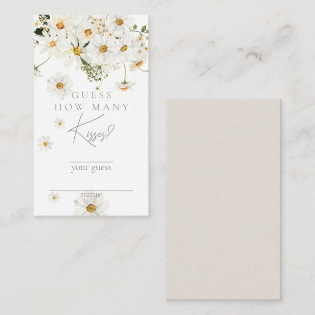 Daisy Boho Wildflower Modern Bridal Kisses Game Enclosure Card (Front/Back)