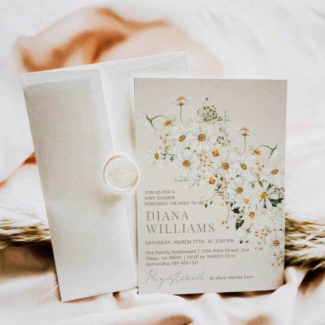 Daisy Boho Wildflower Rustic Baby Shower Invitation (Creator Uploaded)