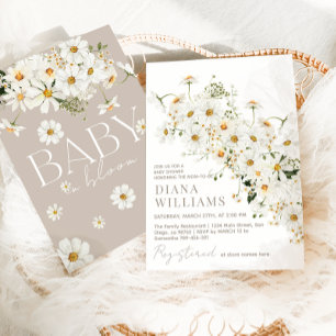 Daisy Boho Wildflower Rustic Baby Shower Invitation
