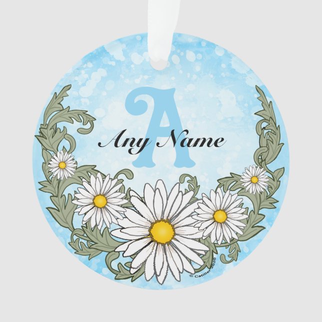 Daisy Border Monogram Ornament (Front)