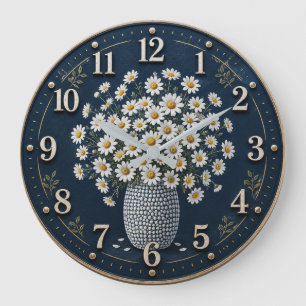 Daisy Bouquet Farmhouse Floral Cottage Kitchen Large Clock