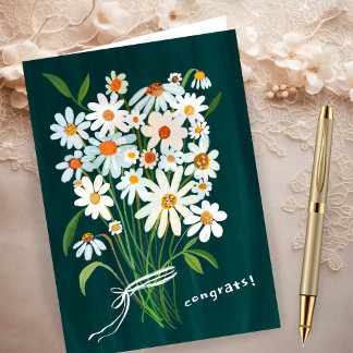Daisy Bouquet Handpainted Gouache Congratulations  Card