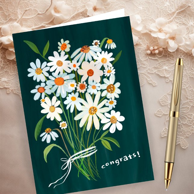 Daisy Bouquet Handpainted Gouache Congratulations  Card (Daisy Bouquet Handpainted Gouache Congratulations Card
)