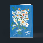 Daisy Bouquet Handpainted Gouache Flowers Blue Thank You Card<br><div class="desc">Customise this handpainted daisy card with your own text on the front or inside! Add a name if you like,  or change the font. Let me know if you'd like something custom,  I can create whatever colours you prefer. Check my shop for more!</div>