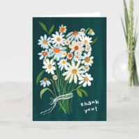 Daisy Bouquet Handpainted Gouache Flowers Green