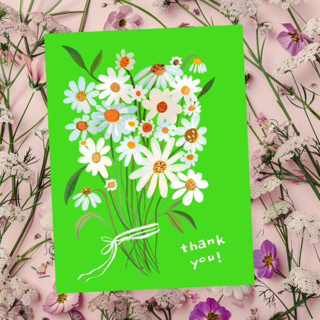 Daisy Bouquet Handpainted Gouache Thank You Postcard (Daisy Bouquet Handpainted Gouache Thank You Postcard
Lime Brat)