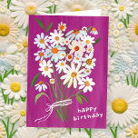 Daisy Bouquet Happy Birthday Handpainted Gouache Card<br><div class="desc">Customise this handpainted daisy card with your own text on the front or inside! Add a name if you like or change the font. Let me know if you'd like something custom, I can create whatever colours you prefer. Check my shop for more!</div>