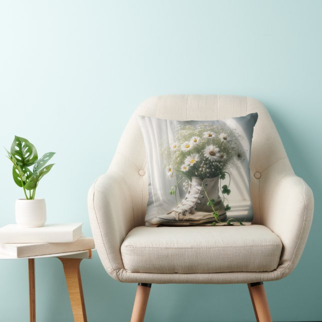 Daisy Bouquet In a White Sneaker Cushion (Chair)