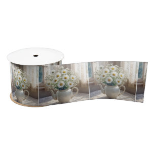 Daisy Bouquet in an Antique Teapot Satin Ribbon