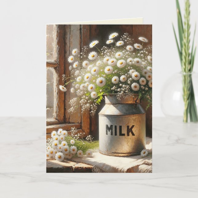 Daisy Bouquet in Milk Can Card (Front)