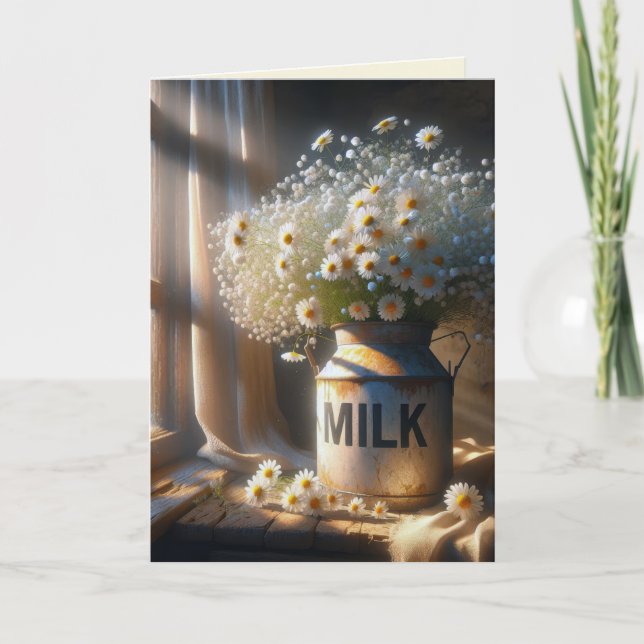 Daisy Bouquet in Milk Can Card (Front)