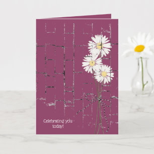 daisy bouquet on brick birthday card