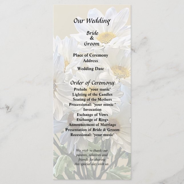 Daisy Bouquet Programme (Front)