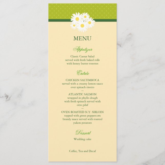 Daisy Bouquet Wedding Menu Card (Front)