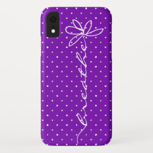 daisy breathe on purple with white polka dots Case-Mate iPhone case