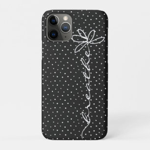 daisy breathe text on black with white polka dots Case-Mate iPhone case