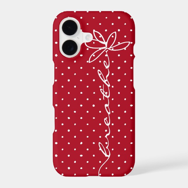 daisy breathe text on red with white polka dots (Back)
