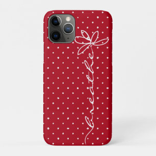 daisy breathe text on red with white polka dots Case-Mate iPhone case