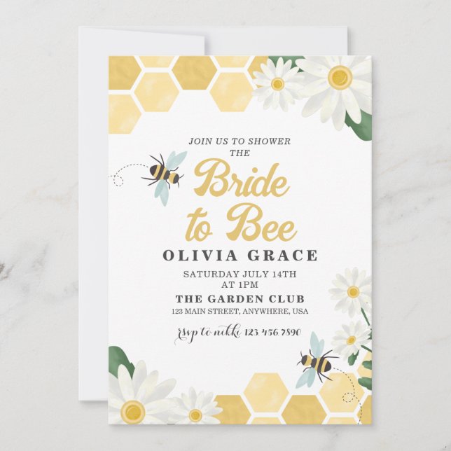 Daisy Bride to Bee bridal shower Invitation (Front)