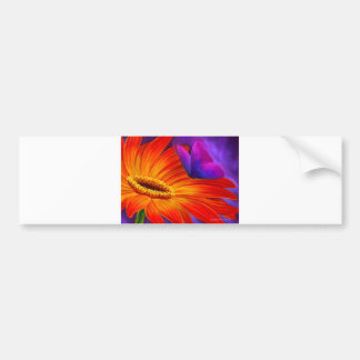 DAISY & BUTTERFLY ART PAINTING - MULTI BUMPER STICKER